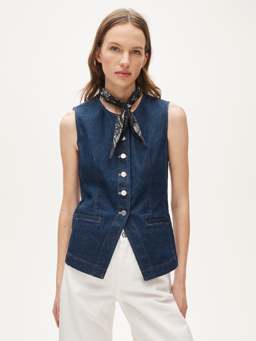 NWT J.Crew Essential Cutaway Vest in Denim